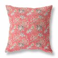 Palacedesigns 26 in. Salmon Red Roses Indoor & Outdoor Throw Pillow Red PA3093855